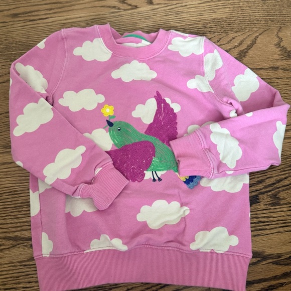 Mini Boden Pink Sweatshirt with Bird and Cloud Design - Picture 1 of 4